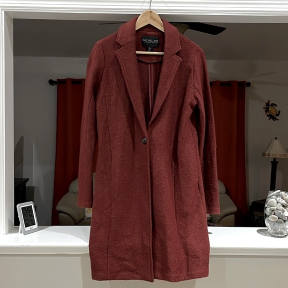 Rachel Zoe Women’s Terra Rossa One Button Hygge Boiled Wool Blend Overcoat Sz S - Picture 1 of 8